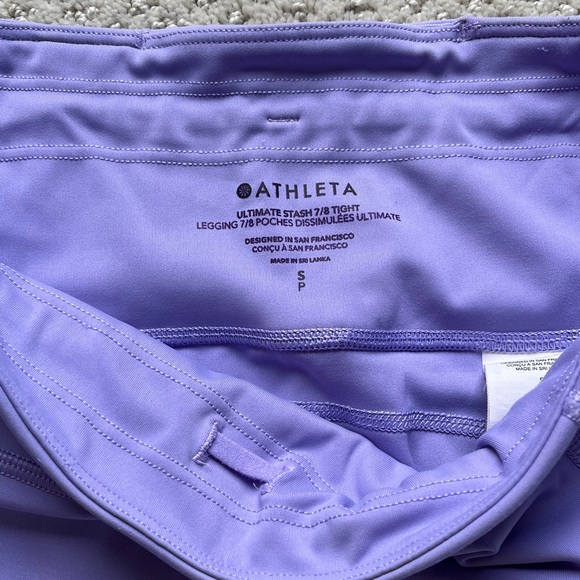 Athleta Ultimate Stash 7/8 tight Purple Leggings women’s small yoga pockets NWOT - Picture 5 of 9